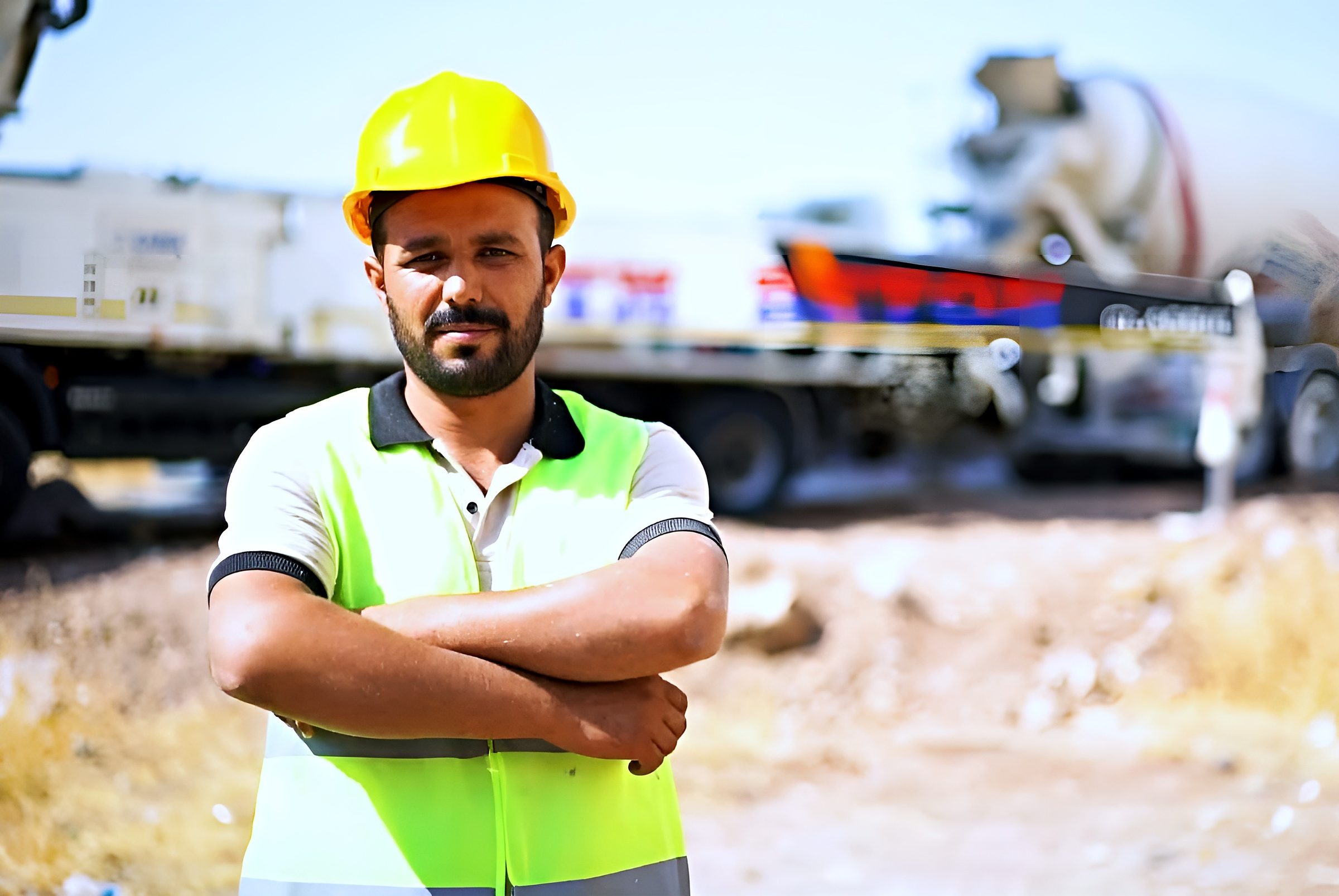 Saha çalışanı, kişisel koruyucu donanımla